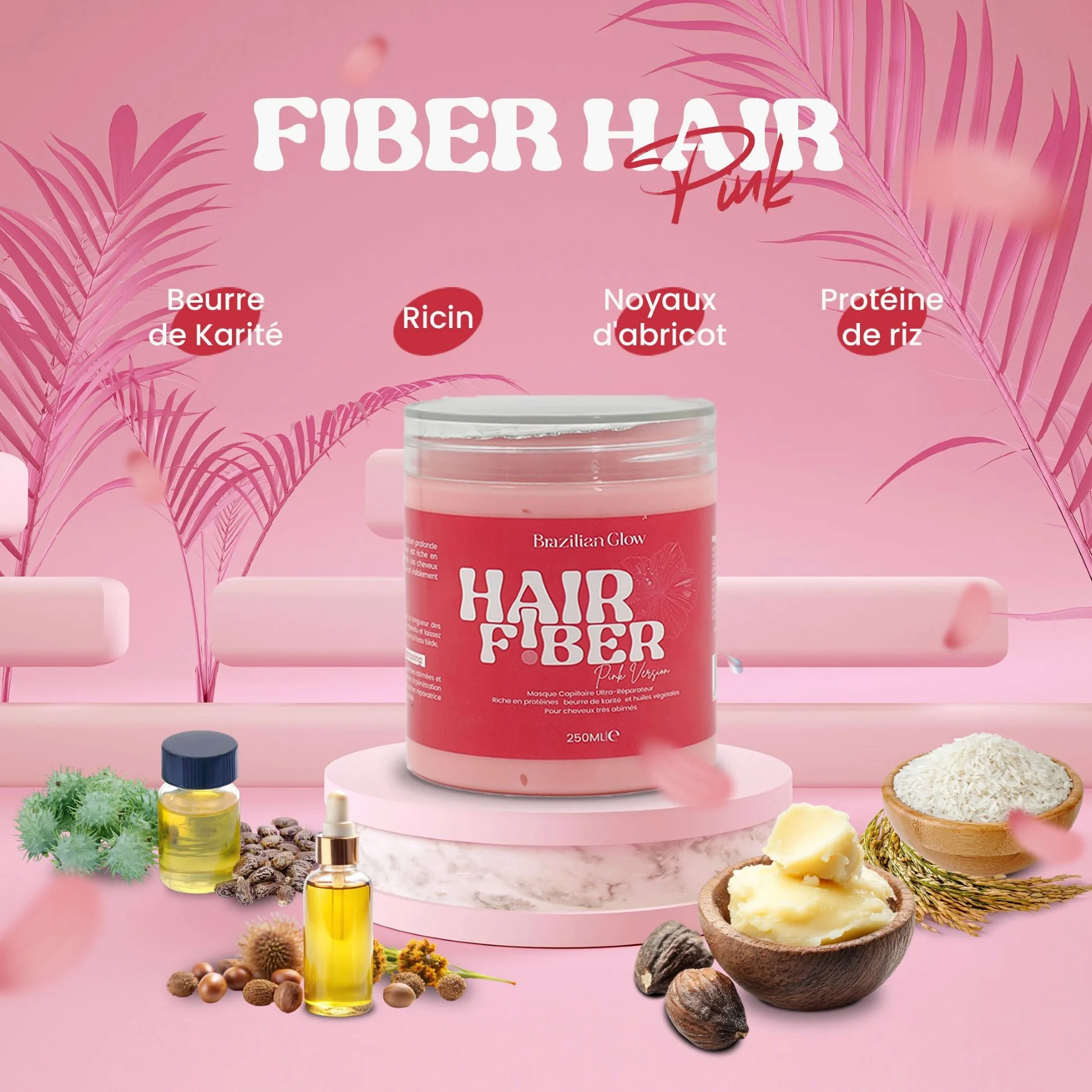 Fiber Hair Mask Pink